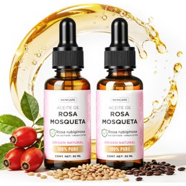2PCS Aceite De Rosa Mosqueta, Aceite Rosa Mosqueta Puro, Aceite Facial Hidratante, Suaviza la Apariencia de la Piel, Unifica el Tono y Aporta Elasticidad