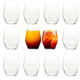 LEMONSODA Sante Stemless Crystal Wine Glasses -Wine Tasting Wedding Party Gift Sets- (455 mL / 15 Fluid Ounces) (Set of 12) [2073]
