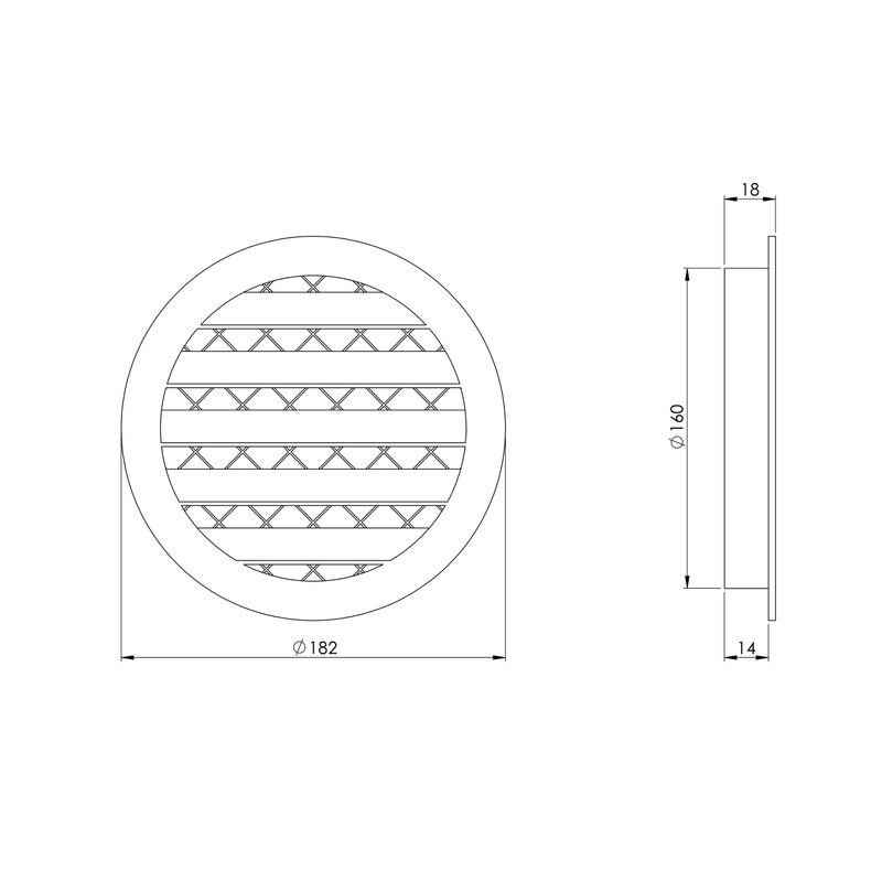 Ø 160mm 6 inch Round Grey Aluminium Ventilation Grille -