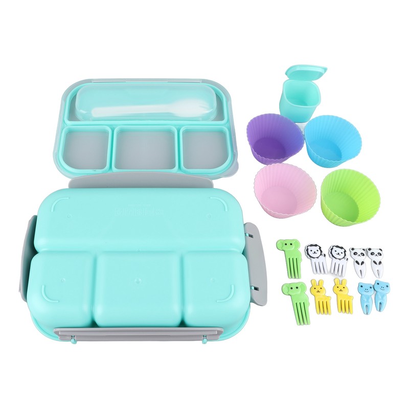 16PCS Set Bento Box Reusable 1300ml 4 Compartment Adult Lunch