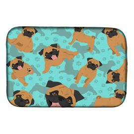 Caroline's Treasures MLM1057DDM Apricot Pug Dish Drying Mat Absorbent Dish Drying Mat Pad for Kitchen Counter Dish Drainer Mat for Countertop, 14 x 21", Multicolor