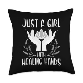 Cute Massage Therapist Art For Women Girls Physical Therapy Throw Pillow