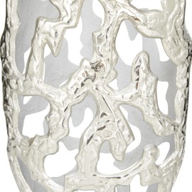 Deco 79 Aluminum Metal Decorative Vase Centerpiece Vase with Cut Out Designs, Vase for Home Decoration 9" x 5" x 20", Silver