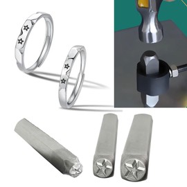 Ousidiman Set Of 3 Star Shaped Metal Punches Stamps Practical Stamping Tool Carbon Steel Tools for Jewelry and Leather Crafting