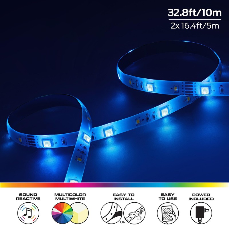 Monster 32.8ft Music Reactive LED Strip with 120 LEDs, 12V