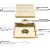 RANDOM Brushed Gold Shower Drain Square 6 Inch Shower Floor