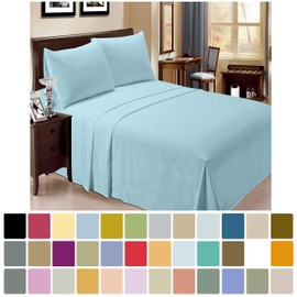 LuxClub 6 PC Sheet Set Bamboo Sheets Deep Pockets 18" Eco Friendly Wrinkle Free Sheets Machine Washable Hotel Bedding Silky Soft - Aqua Full