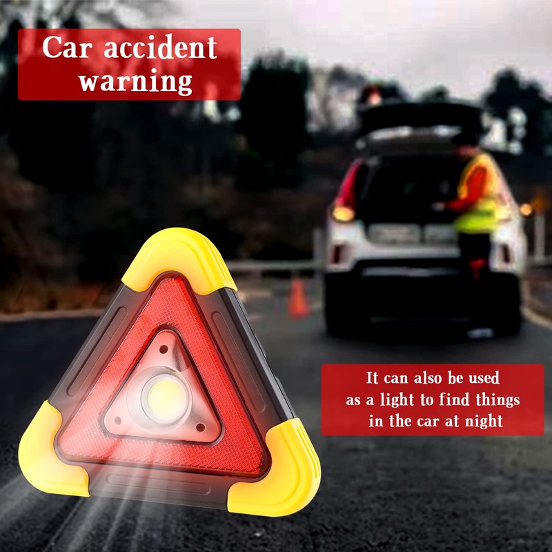 WELL-STRONG Car Roadside Emergency Kit with Reflective Warning Triangle, Assistance