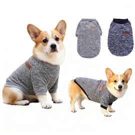 OYIWINMI Dog Jumpers, Pack of 2, Clothes Grey and Dark Blue, Warm Pet Jumper for Small, Medium, Large Dogs, Soft Fleece Dog Clothes, Winter Autumn Dog Outfit, Suitable for Puppies (M)
