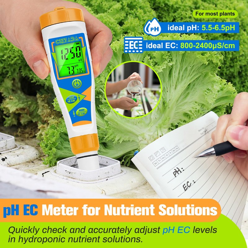 CIZTADA pH Meter for Water Digital EC and PPM Meter