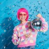 Peluca Lacia Corta Rosa Neón Disfraz Fantasía Fiesta Cosplay