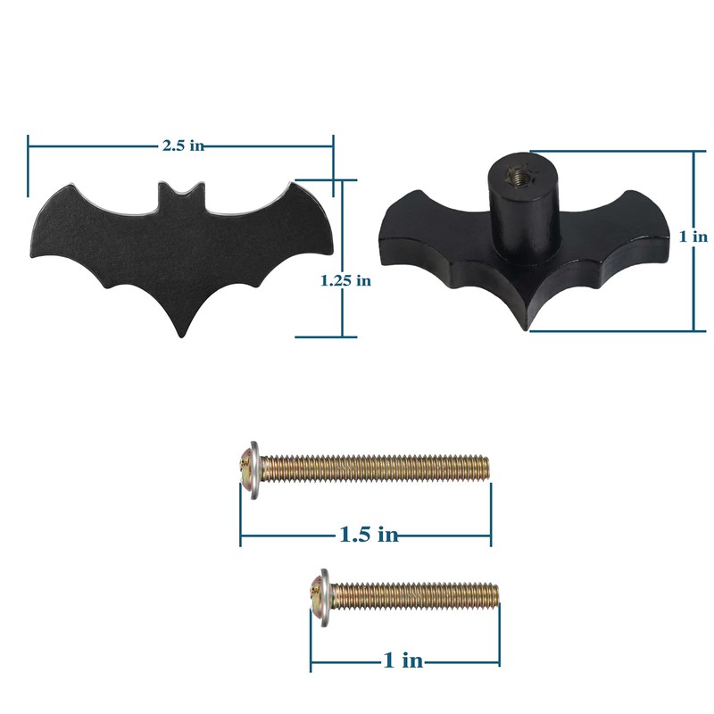 Gothvanity Gothic Bat Cabinet Knobs 8 Pack - Black Gothic