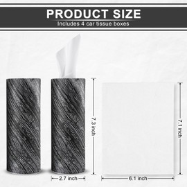 JUSTTOP Car Tissue Holder,Convenient Tissue Bag,Car Travel Kleenex Cup Holder with 4 Pack Facial Tissues,Car Accessories Interior for Women and Man 4 Canisters Grey