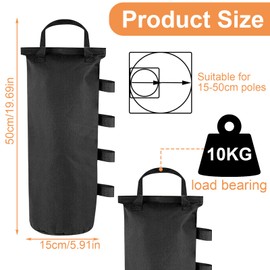Pack of 8 Gazebo Sandbags, Weights for Gazebo, Sandbag, 50 x 20 cm, Sandbag Pergola, 800D Waterproof Oxford Fabric, for Any Pop Up Tent, Canopy, Outdoor, Patio