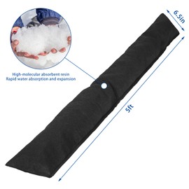 Sabary 10 Pcs Water Barrier 5 ft x 6.5 inch Absorbent Flood Barriers Home Sandless Sand Bags for Flooding Reusable Water Absorber Water Absorbing Snake for Rain Hurricane Garage Basement Door, Black