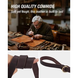 Joytale Leather Dog Leash, Strong Heavy Duty Genuine Cowhide with Brass Hook, Soft and Comfortable Leather Training Leash for Large Medium Small Dogs（Brown, 6ft×3/4''）