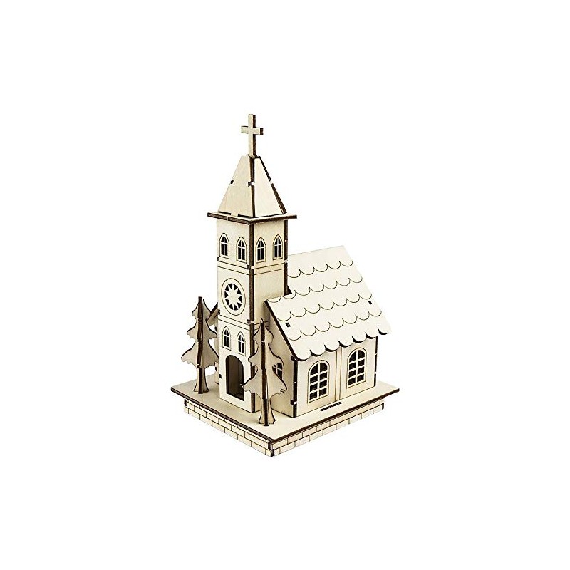 Wooden Church to Assemble 22.5cm x 11.5cm x 13.5cm