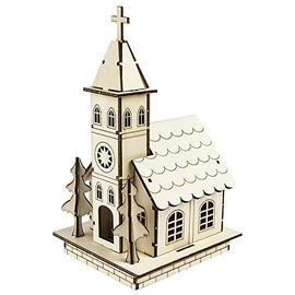 Wooden Church to Assemble 22.5cm x 11.5cm x 13.5cm