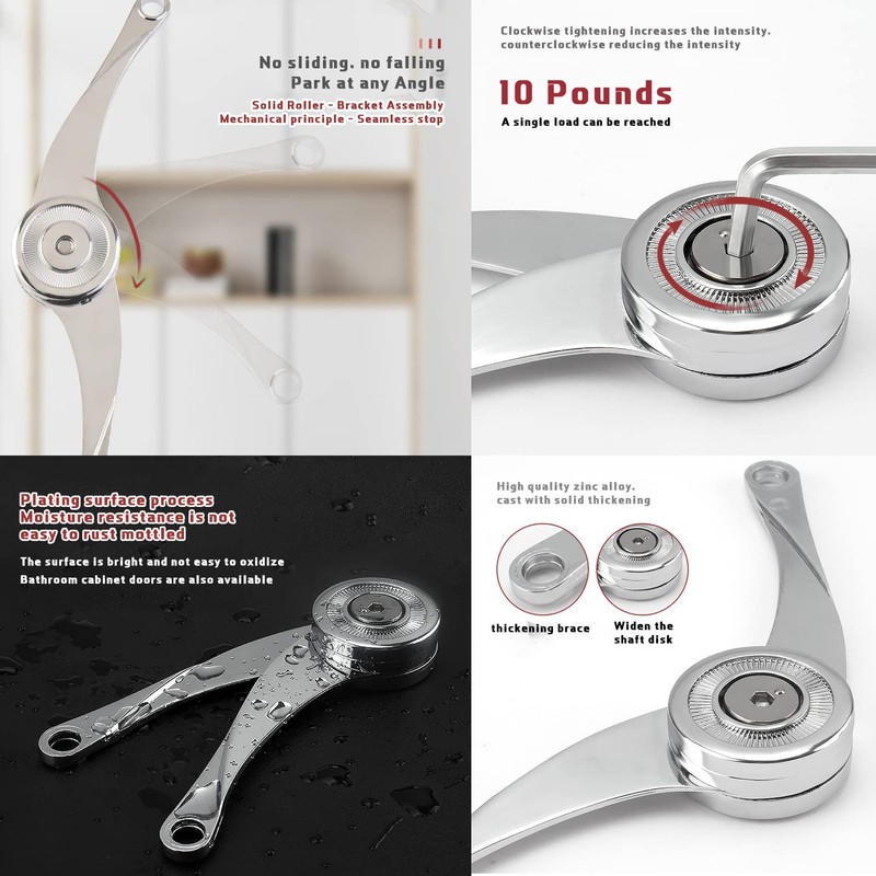 4 Pcs Heavy Duty Soft Close Lid Support Hinges -