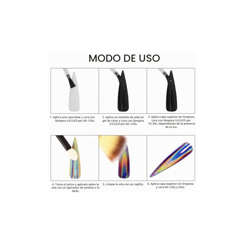 Artdone 16 botellas Chrome uñas polvo camaleón aurora holográfico uñas