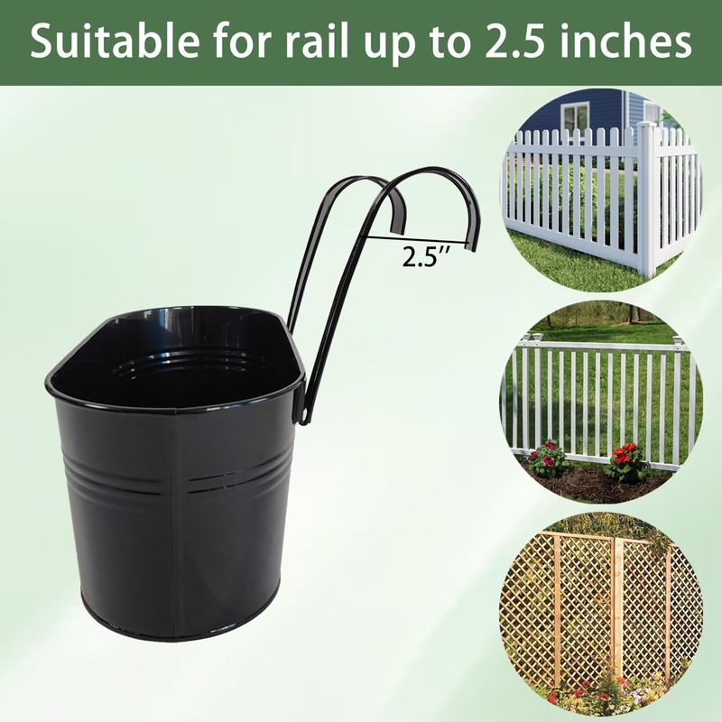 Joyfernal 12" Balcony Railing Planters, Outdoor Hanging Planter for Fence,