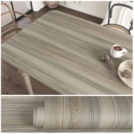 VEELIKE Oyster Grey Wood Contact Paper Peel and Stick Countertops Waterproof Wood Wallpaper for Desk Cabinets 15.7''x118'' Self Adhesive Wood Grain Contact Paper Wood Vinyl Wrap for Table Countertops