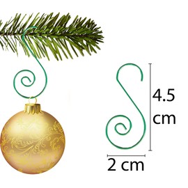120Pcs Green Christmas Ornaments Hangers Hooks for Christmas Tree Baubles, String Lights – Reusable Swirl S Hooks for Easy Xmas Art Craft Decorations