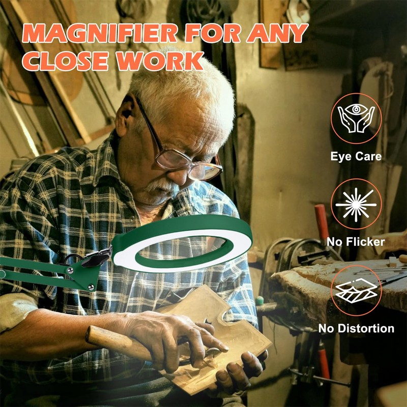 MagnieOpti 10X Magnifying Glass with Light and Stand, Real Glass