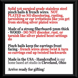 the fun things Faux Stained Glass Pumpkin Earrings Bar Wood NO TARNISHING Thanksgiving Jewelry