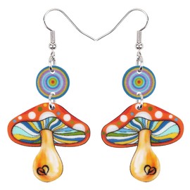 DUOWEI Cute Acrylic Mushroom Earrings Dangle Aesthetic Gifts for Women Teen Girls (Brown)