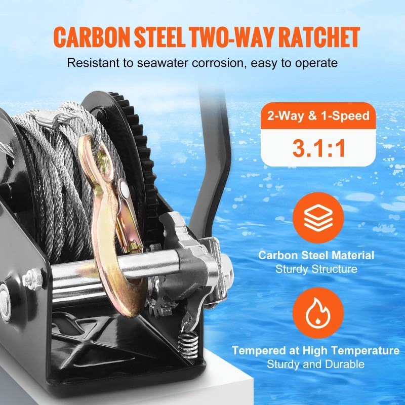 800 Lbs Pulling Capacity Heavy Duty Boat Trailer Winch Hand