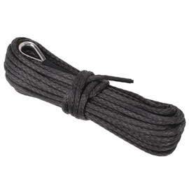 Synthetic Winch Cable, Winch Cable, Waterproof, 6 mm Diameter, UV Resistant, 7800 lbs, Break Strength, Nylon, Black, 15 m Long, for SUV, Truck, ATV, UTV, Replacement for ARB