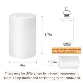 2 Pack White Frosted Plastic Shade, High transparency without dazzling eyes, 5.7 inch High, 4 inch Diameter, 1.65 inch Fitter, Replacement for Pendant Light Floor lamps Chandelier Wall Sconces