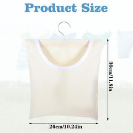 JJUNW Linen Clothes Peg Bag, 30 x 26 cm Peg Bag for Clothes Pegs, Basket with Hanging Hook for Home Use Storage Bag Linen Clothes Peg Bag for up to 100 Clothes Pegs, beige, Storage bag