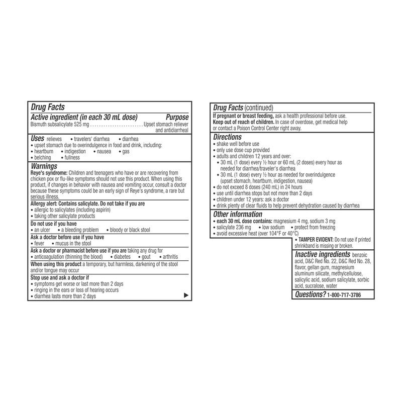 Pepto-Bismol Cherry Liquid 5 Symptom Relief including Upset Stomach &