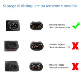 4.3V Charger Shaver for P Hilips Norelco One Blade QP2520 Replacement Cable Model A00390 for QP2520/70, QP2520/90, QP2520/72, RQ320, RQ328, RQ338, RQ350, S510, S510, QG33 40 Charging Cable