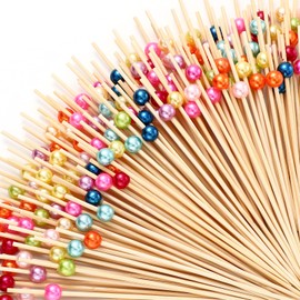 Reallnaive 600 Pcs Cocktail Pick Toothpick for Appetizer 4.7 Inch Pearl Cocktail Skewer for Drink Bamboo Flavored Stick Charcuterie Fruit Food Accessories Birthday Wedding Party Decoration (Mix Color)