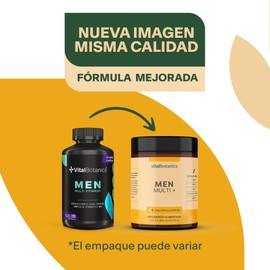 Men Multivitamin + con 200 capsulas. Multivitamínico para Hombre con Vitaminas y Minerales, Creatina, Vitamina C, D (400 IU), Zinc, BCAA, Ginseng, Hierro, Selenio, Guaraná, Ginseng y Complejo B.