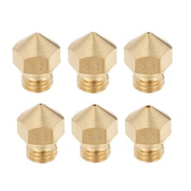 sourcing map 12pcs 3D Printer Nozzle M7 Brass Nozzle 0.2mm,0.3mm,0.4mm,0.5mm,0.8mm,1mm,for 3D Printer Extruder 1.75mm Filament