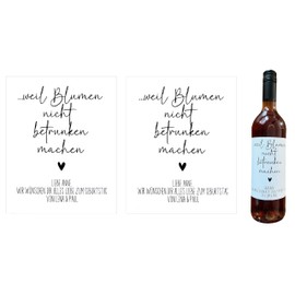 Fräulein Lotti | 2x Sticker für Weinflaschen - Thema: Weil Blumen | Aufkleber bedruckt | Flaschenetiketten 10 x 12 cm | personalisierbar