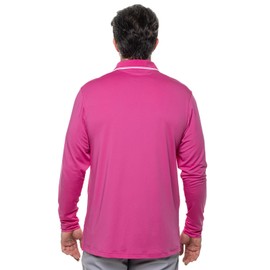 Coolibar UPF 50+ Men's Erodym Long Sleeve Golf Polo - Sun Protective (Large- Magnolia Pink)