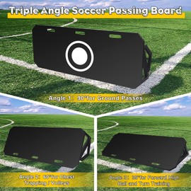 Ugnxery Soccer Rebounder Board, Upgrade 3 Angles Portable Soccer Wall for Adults & Kids, Foldable Soccer Training Equipment for Passing & Shooting Practice (47"x16")