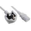 Pro Elec PE01052 UK Plug to IEC C13 Power Cable, 1 m, White