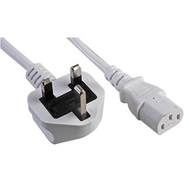 Pro Elec PE01052 UK Plug to IEC C13 Power Cable, 1 m, White