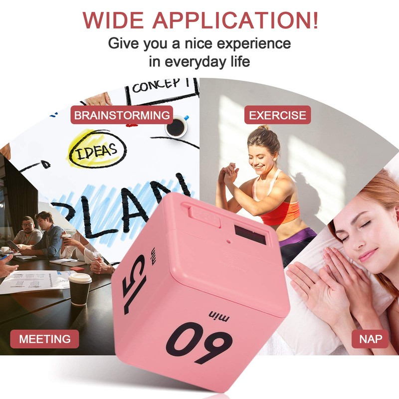 Weewooday Cube Timer, Gravity Sensor Flip Timer for ADHD Productivity,