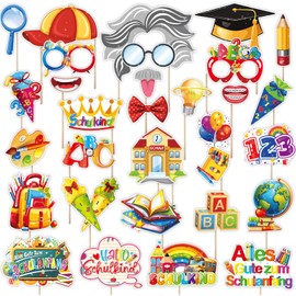 Gleemix School Decoration Photo Box Props 30 Pieces, Back to School Photo Booth Props, Paper Photo Props for Back to School Decoration, School Theme Party Supplies Photo