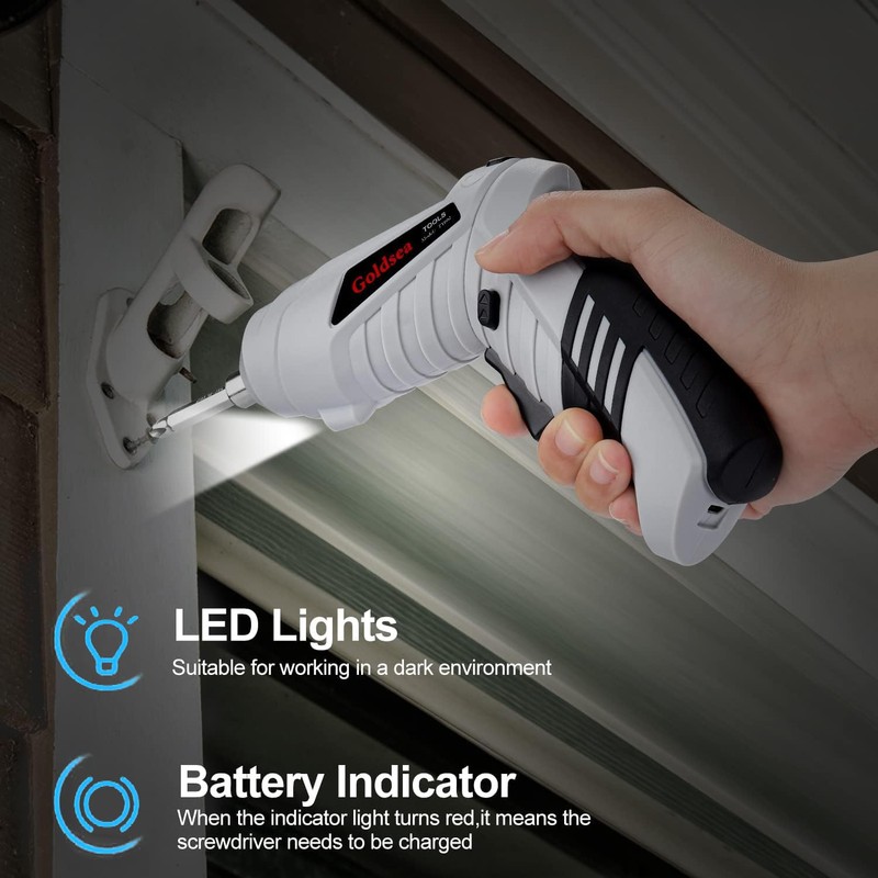 Electric Screwdriver Cordless, Goldsea 4.2V 3.5N.m 1500mAh Battery Rechargeable via