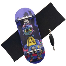 RACOFSB Pro Fingerboard 34mm Wooden Board Professional Finger Skateboard Trucks CNC Swirl Wheels (Alien)