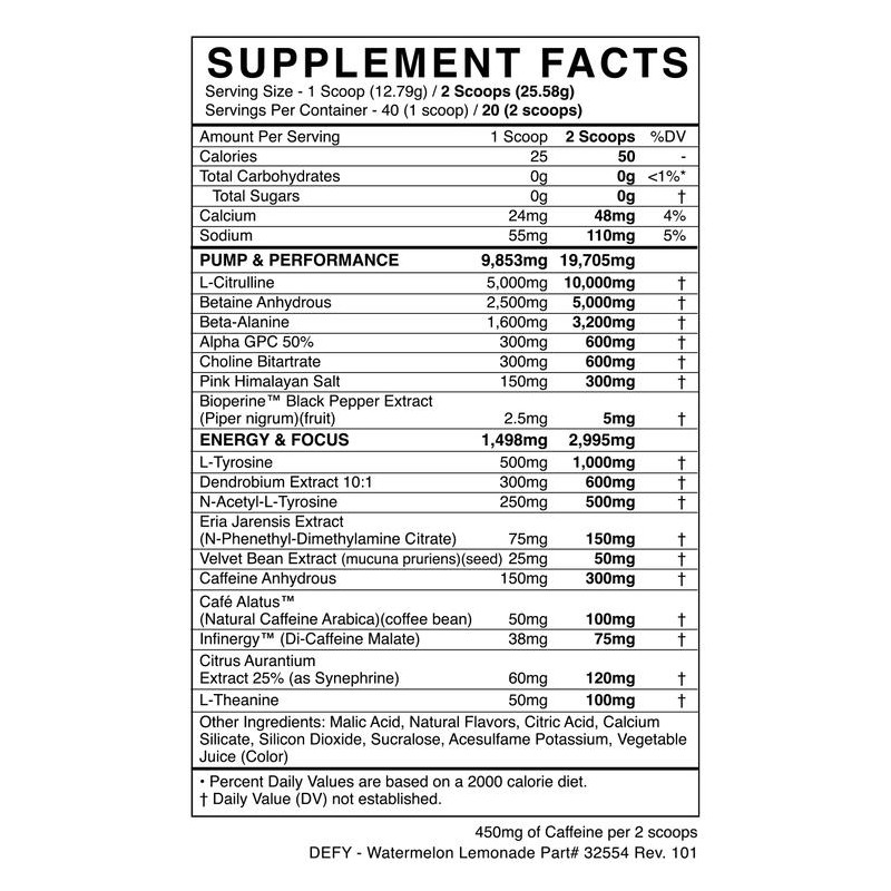 Defy Pre-Workout - Variant: Watermelon Lemonade