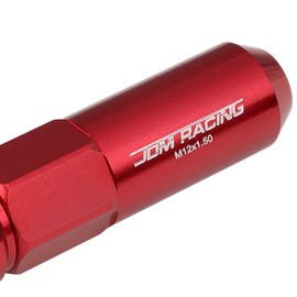 Auto Dynasty M12 x 1.5 Open/Closed End Design 20-Piece Anodized Aluminum Alloy Wheel Lug Nuts + Deep Drive Extension (Red)